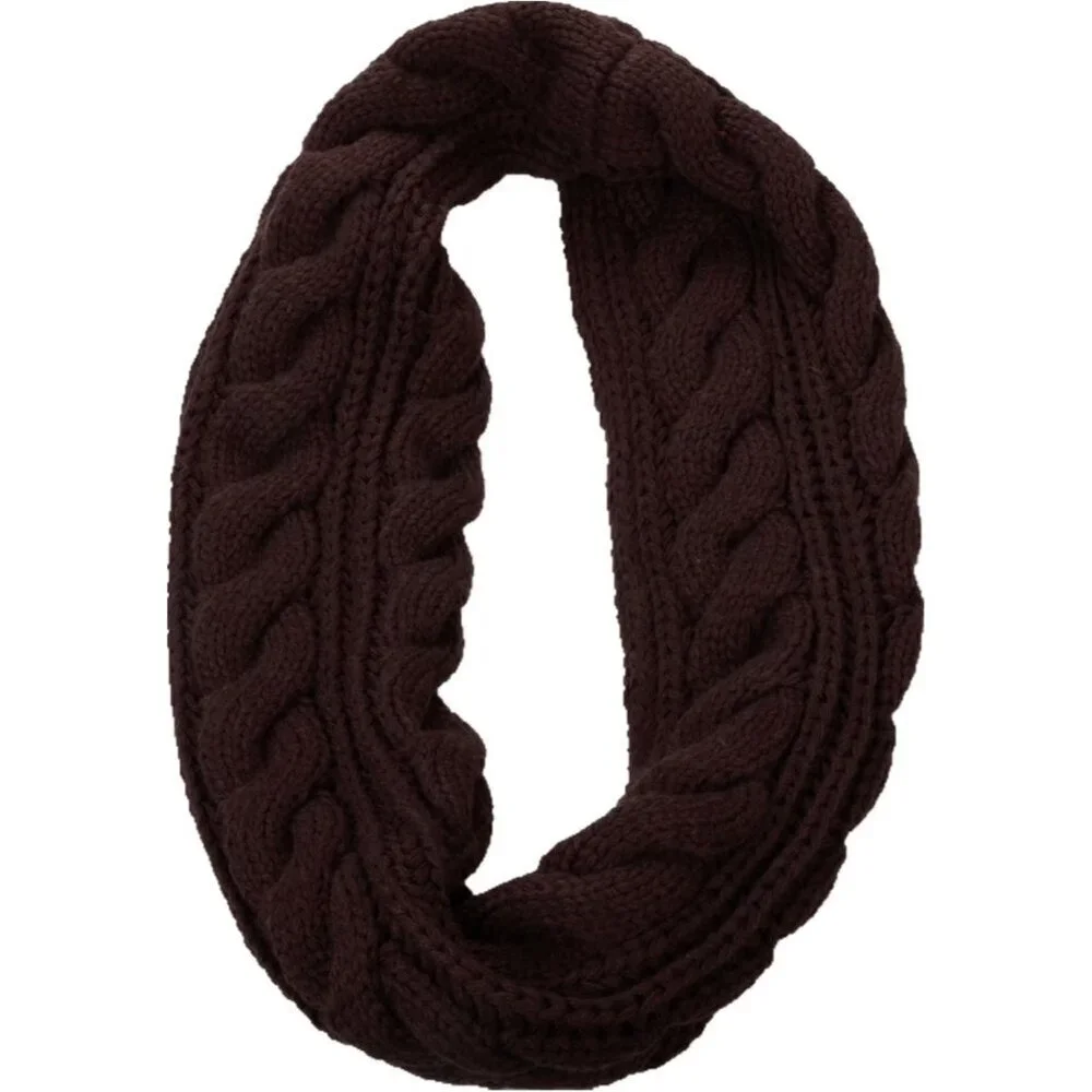 Women's Twist Dark Chocolate Thick Ribbed Knit Winter Infinity Circle Loop Scarf